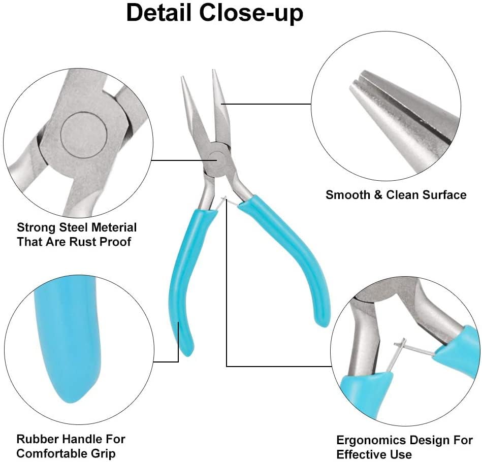 3-Piece Mini Pliers Tool Kit Includes Needle Nose, Round Nose Pliers, Diagonal cutting pliers, for Making Crafts, Repairing Electronic Devices