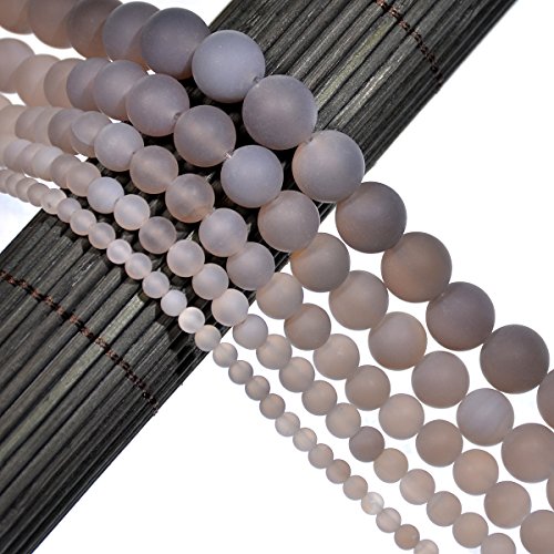 AD Beads Beautiful Natural Matte Gemstone Round Spacer Loose Beads 4-12mm (6mm, 17 Matte Gray Agate) - color: 17 Matte Gray Agate, size: 6mm
