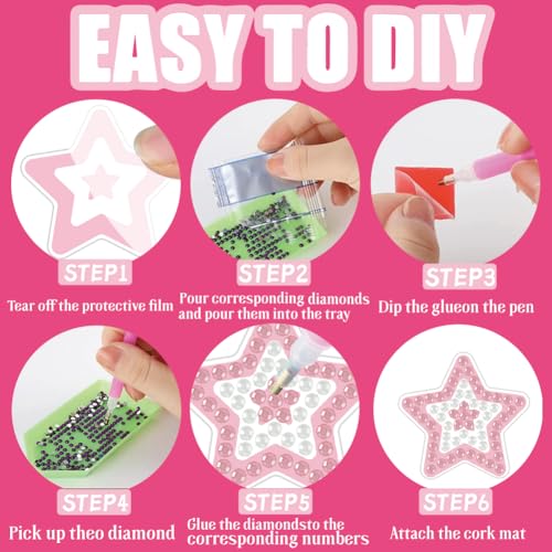 BEUNITONE 12 Pairs Crystal Star Diamond Art Earring Making Kits for Adults, DIY Drop Dangle Earring Making Supplies Kit, Fun Duck Art Earrings Ornament for Women Birthdays Holiday Handmade Gift - style: Star