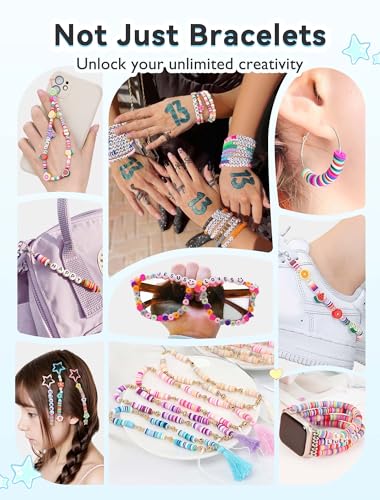 ARTDOT 5342 PCS Clay Beads for Friendship Bracelets Making Kit, 24 Rainbow Colors Jewelry Making Supplies Heishi Beads with Elastic String and Organizer Gifts - color: 5342 PCS