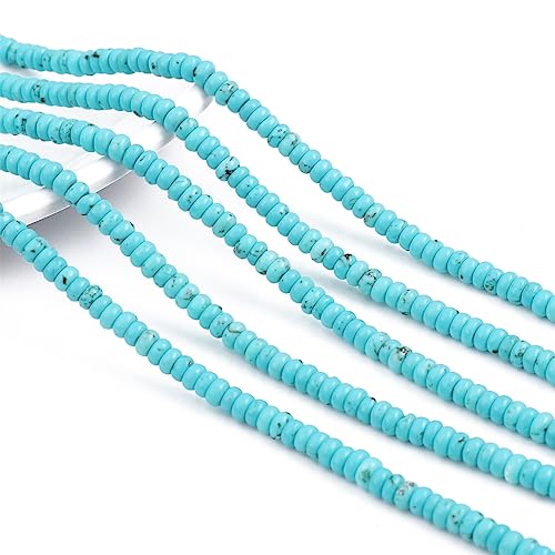 BEADIA Natural Blue Turquoise Spacer Beads Caps Rondelle Disk Loose Beads for Beading Jewelry Making 4mmx2mm 38cm - color: Blue Turquoise, size: Rondelle Disk 4mm x 2mm