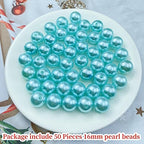 Pinhoollgo 50pcs Pearl Beads 16mm Round Pearl Beads with Hole for DIY Bracelet Necklace Jewelry Making Supplies Handmade Craft(Lake Blue) - color: Lake Blue, size: 16mm/50pcs