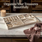 8 Pcs Jewelry Drawer Organizers, Velvet Jewelry Trays for Drawer, Stackable Jewelry Trays, Ideal for Rings, Earrings, Bracelets, Necklaces, Beige - color: Beige