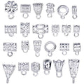 RUBYCA 96Pcs Mix Tibetan White Silver Color Connectors Bails Beads fit European Charm Bracelet Pendant - color: White Shiny Silver