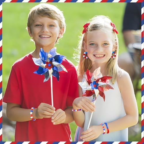 UPINS 1200pcs Red White and Blue Beads,4th of July Beads Patriotic Star Shaped Beads American Beads Memorial Day Beads DIY Jewelry Making Crafts - color: Multicolor Star Shape for Independence Day