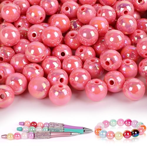 100 Pcs Beads for Pens - Focal Beads for Beadable Pens, Acrylic Bead for Beaded Pen, Rainbow Bead Keychains Bracelets Crafts, Peach Red - color: Peach Red, size: 100 pcs
