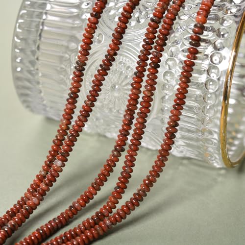 2x4mm 150pcs Natural Firework Jasper Rondelle Stone Beads Semi-Precious Disk Loose Gemstones Bead for DIY Jewelry Making - color: Firework Jasper