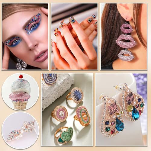 B7000 Glue with Rhinestones for Bedazzling Crafting, 31200Pcs Rainbow Crystals 3MM Flat Back Gems with Jewelry Glue Adhesive for DIY Graduation Cap Decorations Phone Case Wedding Shoes - size: 3mm