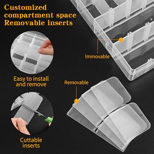 Plastic Organizer Container Box,36 Large Grids Clear Plastic Organizer Box with Adjustable Dividers Craft Organizers (Clear-4pack-144 Grids) - color: Clear-4pack-144 Grids