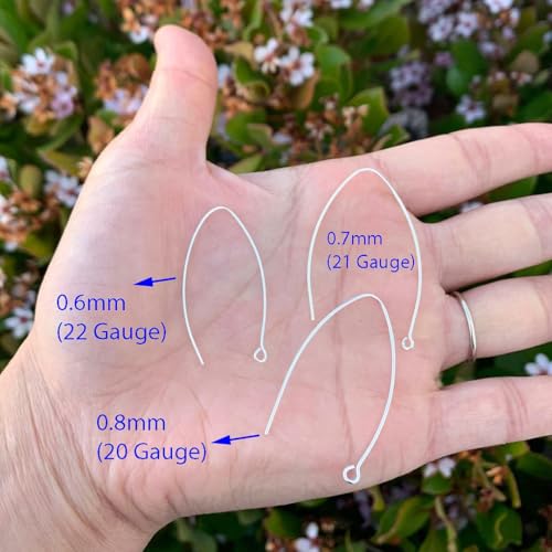 10pcs Adabele Authentic Sterling Silver V Shape Drop Marquise Earring Hooks 40mm Long Ear Wire (Wire 0.8mm/20 Gauge) for DIY Earrings Jewelry Making SS249-8 - color: Sterling Silver, size: 0.8mm wire (20 gauge) - 10pcs