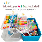 Olly Kids Craft Kits Library in a Plastic Craft Box Organizer- Craft and Art Supplies for Kids Ages 4 5 6 7 8 9 10 11 &12 Year Old Boys & Girls - color: Blue