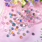 100Pcs/Set Flat Round Transparent Glass Cabochons with Pattern Eye Flatback Glass Dome Flatback Cab Beads for Photo Cameo Jewelry Making Necklace Ring DIY Crafts 12x4mm Random Kaleidoscope - color: 100Pcs-12x4mm-Random Kaleidoscope