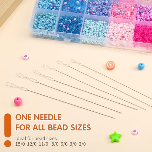 UOOU Beading Needles, 6 Pcs Beading Needle for Seed Beads, 2 Sizes Twisted Wire Bead Needles for Jewelry Making, Beaded Bracelets, Necklaces, DIY Handmade - style: 0.4/0.5 x 130 mm