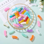 Spritewelry 40 pcs Acrylic Curved Tube Beads Chunky Bangle Bamboo Beads Twist Thread Tube Bracelet Beads Noodle Curved Beads for Jewelry Making Friendship DIY Supplies - color: Mix Colors-Thread