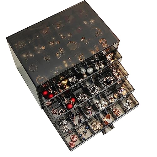 YUFONG Earring Storage Box Organizer, Acrylic Jewelry Storage Box Holder 5 Drawers Transparent Jewelry Display Stand with 120 Small Compartments Gift Boxes for Women Girls (Clear Black) - color: Clear Black