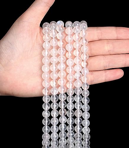 LAIDANLA Clear Quartz 6mm Natural Stone Beads Round Loose Gemstone Stone Beads for DIY Bracelet Necklace Earrings Jewelry Making Polishing Genuine Real Beading Crystal 96PCS 2 Strand 32" - color: V-Clear Quartz, size: 6mm