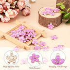 Beadthoven 100pcs Enamel Charms Cherry Blossom Daisy Flower Pendants Gold Plated Small Cute Bulk for Jewelry Making Bracelet Necklace Earrings Keychain DIY Accessories - color: 0Lilac