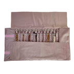 Portable Jewelry Roll Untangled Secure Necklace Travel Storage Bag Displays Holder 16 Chain (Embroidery Pink Velvet) - color: Embroidery Pink Velvet
