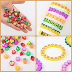 richginker 600pcs Polymer Clay Beads Friendship Bracelet Making kit Cute Fun Charms Beads for Bracelet Making DIY Arts Crafts Birthday Gifts Toys for Kids Girls Age 4-13 Fruit - color: 2#Fruit