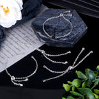 FASHEWELRY 10Pcs Adjustable Slider Bracelet Platinum Cable Chains Bracelet Slider Extender Chains with Cubic Zirconia Ends for Woman Jewelry Making, 7.87 Inch Long - color: Platinum Cable Chains, size: 7.87"