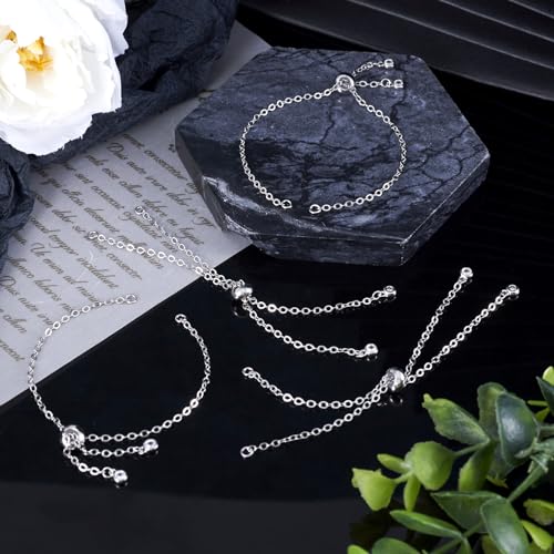 FASHEWELRY 10Pcs Adjustable Slider Bracelet Platinum Cable Chains Bracelet Slider Extender Chains with Cubic Zirconia Ends for Woman Jewelry Making, 7.87 Inch Long - color: Platinum Cable Chains, size: 7.87"
