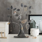 MyGift Silver Metal Jewelry Tree with Bird Nest - Holds up to 48 pair Earrings - color: Silver