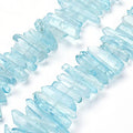 FASHEWELRY 1 Strand Natural Quartz Crystal Points Loose Beads Light Cyan Flat Heishi Gemstone Loose Beads for DIY Jewelry Making - color: Light Cyan