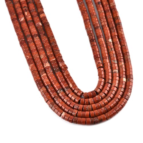 155pcs 4x2mm Natural Red Jasper Heishi Disc Rondelle Spacer Stone Semi Precious Gemstone Loose Beads for Jewelry Making 15 Inch - color: Red Jasper, size: 4x2mm