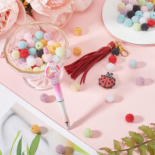 SUNNYCLUE 100Pcs 10 Colors Chunky Beads Bulk 15mm Beaded Pen Beads Disco Ball Beads Round Bayberry Beads Resin Chunky Bubblegum Bead Loose Bead for DIY Jewelry Making DIY Necklace Bracelets Crafts - color: 100pcs 15mm 10 Chunky Beads