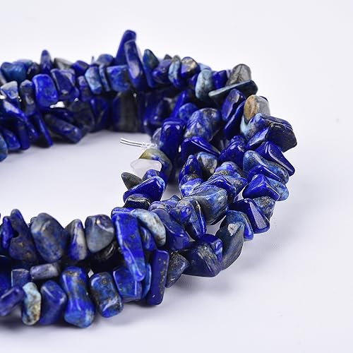 5-8mm 34 inches Natural Crystal Stone Beads for Jewelry Making Tumbled Drilled Irregular Gravel Gemstones Chips Stone Beads by Strand (Blue Lapis Lazuli) - color: Blue Lapis Lazuli