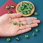 100pcs 14mm Green European Glass Beads - Large Hole, Lampwork, Loose Spacer Beads for St. Patrick's Day DIY Craft Snake Chains Bracelet Necklace Earring Making - Hole: 5mm - color: Green