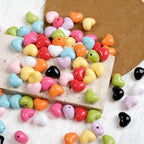 200Pcs Juimtien Acrylic Heart Beads Colorful Love Heart Charms for Jewelry Making DIY Earrings Bracelets Necklaces Craft Keychains-A