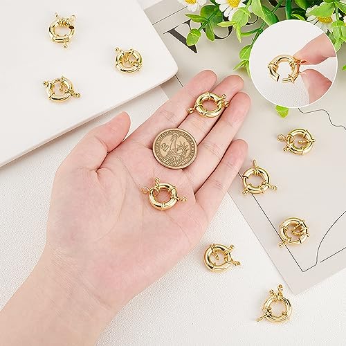 PH PandaHall 10pcs Real Gold Plated Metal Spring Ring Clasps Big Round Close Ring Clasp Findings for DIY Necklaces Anklets Jewelry Making 17mm Diameter - color: Gold/10pcs, size: 17mm