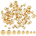 BENECREAT 80pcs 4 Sizes 18K Gold Plated Spacer Beads Round Metal Beads for Necklaces, Bracelets and DIY Jewelry Making - color: Round grooved-4 Sizes