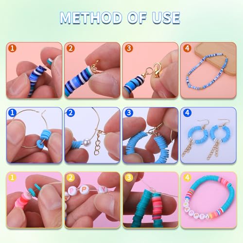 AIPRIDY Girls Toys Bracelet Making Kit, Clay Beads Jewelry Activity Kit, DIY Crafts Birthday Christmas Gifts for Girls Ages 5 6 7 8 9 10 11 12 Years Old (24 Colors 6500 Pcs) - color: 24 Colors 6500 Pcs