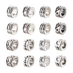 Craftdady 80Pcs Tibetan Alloy Rondelle Column Beads 8 Styles Large Hole Retreo Metal Flat Round European Beads for Jewelry Crafts Making, Hole: 5-6mm - color: Antique Silver, Rondelle Column