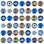 100Pcs/Set Flat Round Transparent Glass Cabochons with Pattern Eye Flatback Glass Dome Flatback Cab Beads for Photo Cameo Jewelry Making Necklace Ring DIY Crafts 12x4mm Evil Eye - color: 100Pcs-12x4mm-Evil Eye