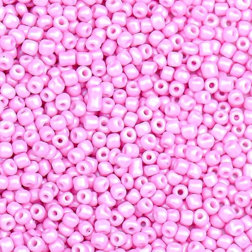 5000pcs Glass Seed Beads, 3mm 8/0 Small Individual Color Seed Beads Mini Pony Bulk for DIY Bracelet Necklaces Wrist Jewelry Making, Light Pink - color: Light Pink