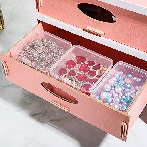 Jetec 6 Pieces Mini Plastic Clear Beads Storage Containers Box for Collecting Small Items, Beads, Jewelry, Business Cards, Game Pieces, Crafts (2.5 x 2.5 x 1.6 Inch) - size: 2.5 x 2.5 x 1.6 Inch