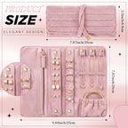 Tondiamo 1 Pcs Velvet Jewelry Roll Luxury Travel Jewelry Case for Ring Necklace Earring Bracelet Storage Bag Women Bridesmaid Gift (Pink) - color: Pink