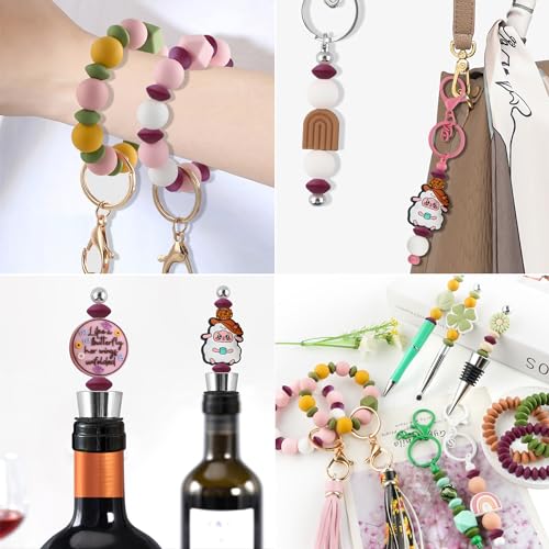 Sunrony 200Pcs Silicone Lentil Beads for Keychain Making, Bulk 12mm Silicone Abacus Spacer Beads for Necklace Bracelet Making Pens(Wine Red) - color: G-Wine red