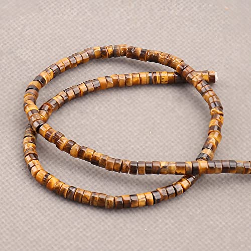 BONNY BOXX 150PCs Natural Classic Tiger Eye Spacer Beads, Loose Semi Precious Flat Round Gemstone Heishi Disc Stone Beads for Beading Jewelry Making 4mm*2mm - color: Classic Tiger Eye, size: 4MM*2MM