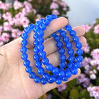 Adabele 1pc Natural Stretch Gemstone Bracelet 8mm (0.31") Bead 7" to 8.5 inch Healing Crystal Energy Quartz Chakra Jewelry Women Unisex Birthday Gift - color: Blue Agate, size: 8 inch
