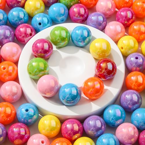 20mm Acrylic Beads 100pcs Ab Rainbow Color Bead Chunky Bubblegum Beads for Jewelry Making Bracelet Necklace Craft Making Supplies(abrainbow) - color: rainbow color