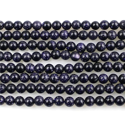 MJDCB 225pcs Small Stone Beads 3mm Blue Sandstone Round Smooth Loose Gemstone Bead for Jewelry Making Bracelets Earrings Necklaces Accessories - color: Blue Sandstone
