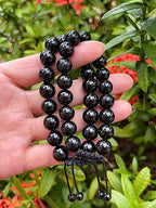 GAF TREASURES Grade A ++ Gemstone Round Bead Adjustable Bracelet 10mm, Genuine Crystal Bead Bracelet, Gift for Men & Women - color: Black Tourmaline
