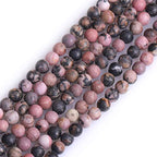 GEM-Inside 4mm Natural Stone Black Rhodonite Frosted Matte Unpolished Round Beads for Jewelry Making Strand 15 inch - color: Black Rhodonite, size: 4mm