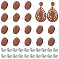 Wood Earring Posts,160Pcs Wooden Stud Earrings Posts with Loop for Jewelry Making Wood Stud Earring Findings Earring Pin Stud Bulk with Butterfly Earring Backs for DIY Earrings Making Supplies Kit - color: Round-160Pcs