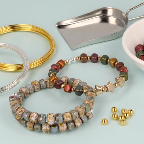 The Beadsmith Memory Wire & End Caps Set - Silver-Plated, 1 mm Thick, 2.25 in (60 mm) Diameter, 12 Bracelet Coils with 8 End Caps, Heavy-Gauge, Bracelet Making Kit, for Jewelry Making - color: Silver