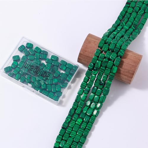 Natural Large Malachite Cube Stone Beads 8x11mm 38cm/str Loose Semi Gemstone Stone Square Beads for Making Bracelets Necklace - color: Malachite
